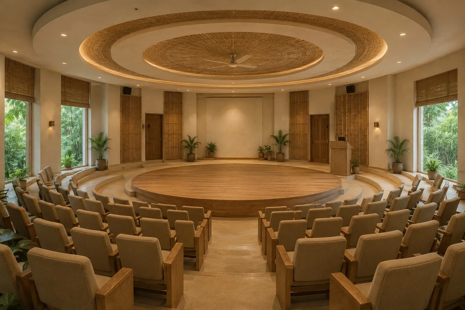 A circular assembly hall for harmony, dialogue and collective celebration