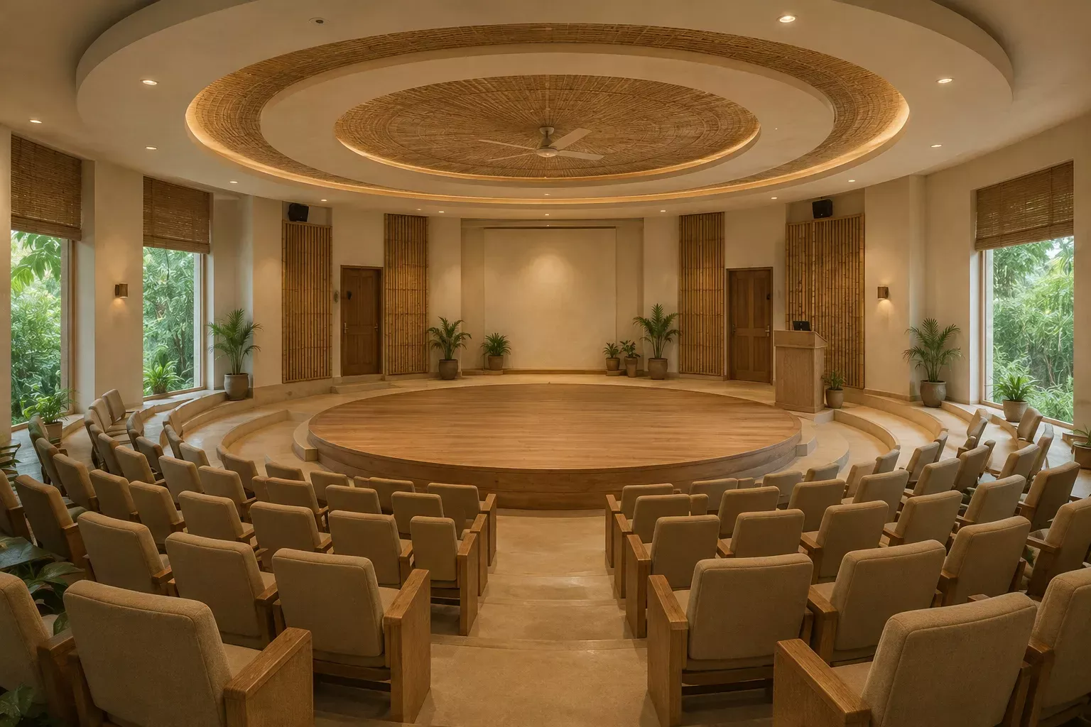 A circular assembly hall for harmony, dialogue and collective celebration